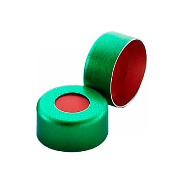 Cp Lab Safety. Wheaton 11mm Crimp Seal, Aluminum Green PTFE/Red Rubber, Case of 1000 224211-07 - main